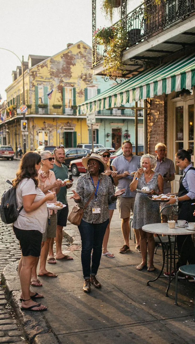 Przewodnik turystyczny omawiający historię eksponatów.